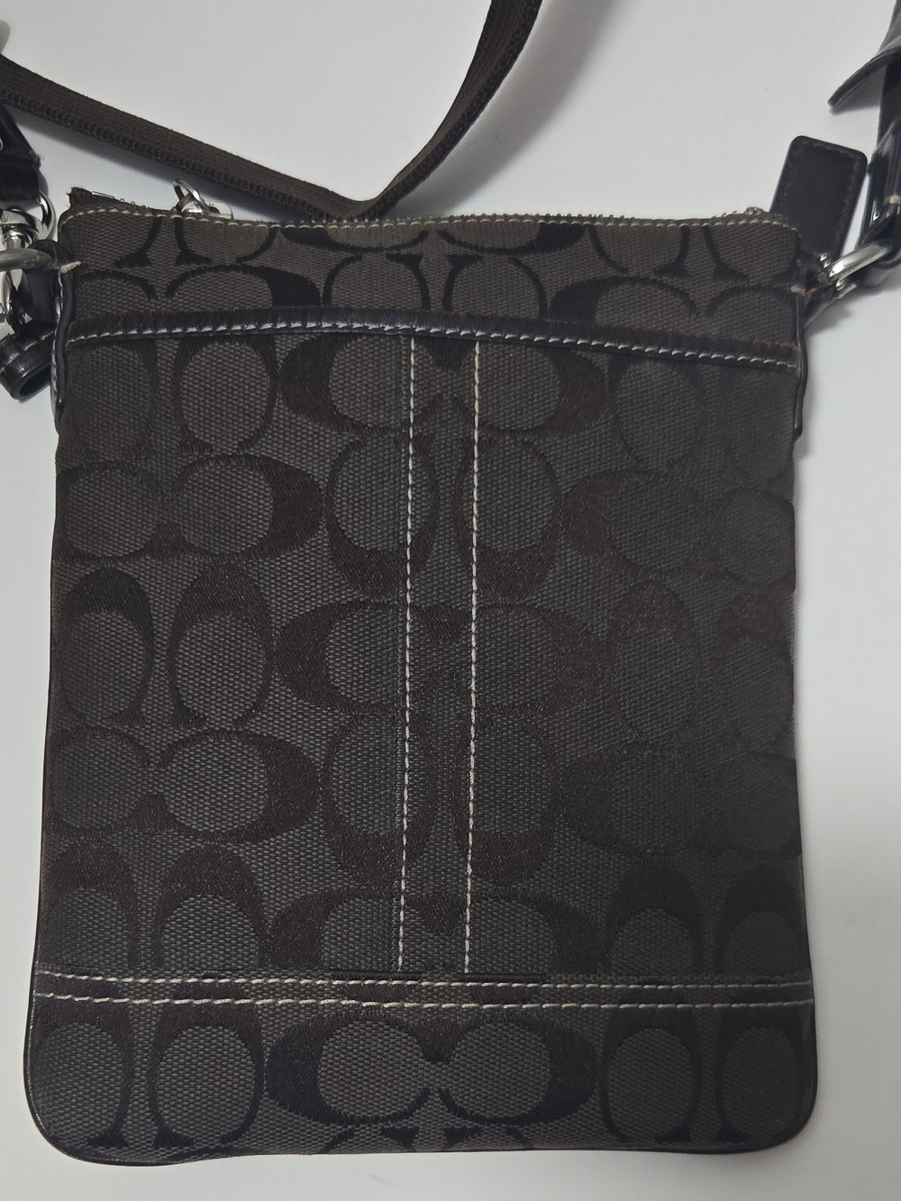 Coach Dark Brown Signature Jacquard Crossbody Bag - Picture 3 of 4